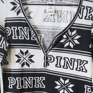 Victorias Secret PINK Thermal Snowflake Long Sleeve Over Sized Lounge Shirt